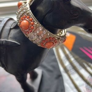 Orange, gold, clear cubic zirconia women’s fashion bracelet